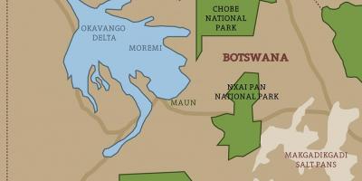 Քարտեզ Բոտսվանա քարտեզի ազգային պարկեր