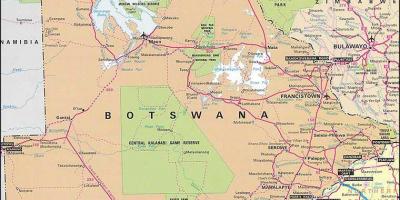 Քարտեզը մանրամասն քարտեզը ճանապարհների Բոտսվանա